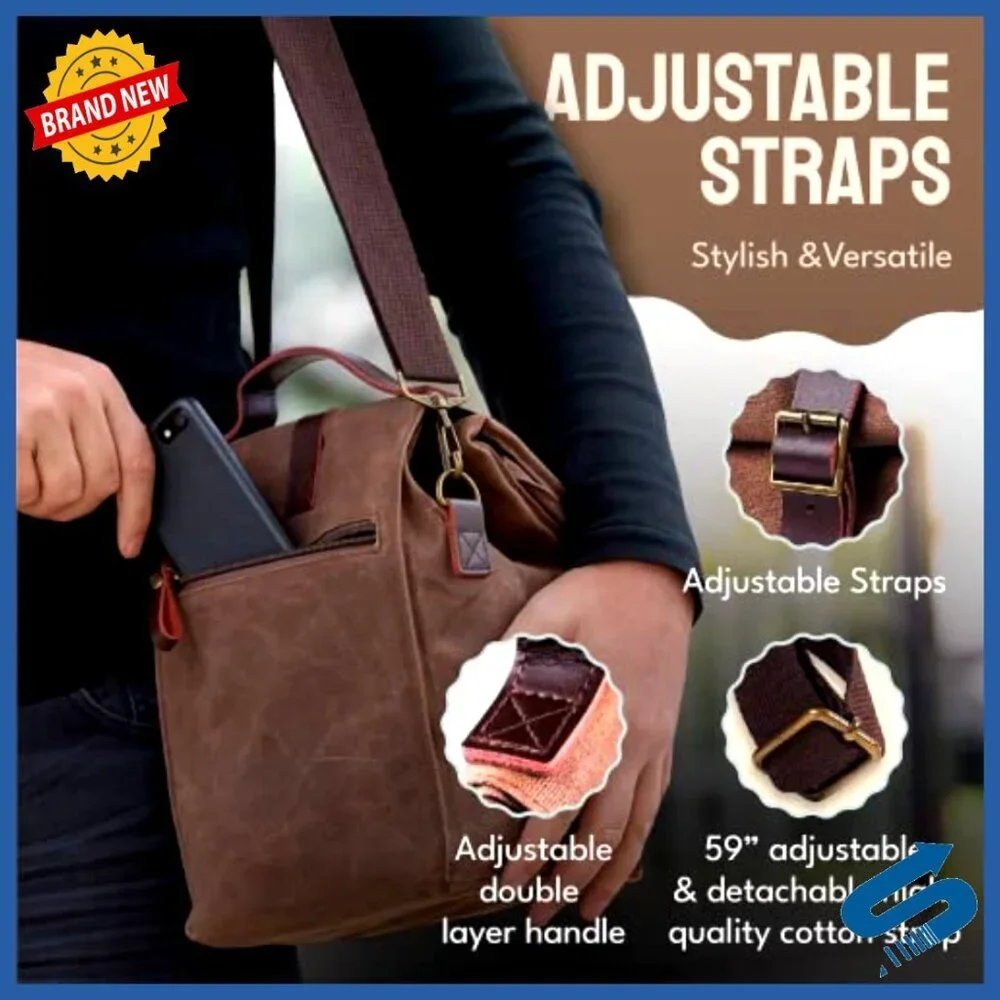 Insulated Lunch Tote Leakproof Waxed Canvas Cooler Bag with Shoulder Strap